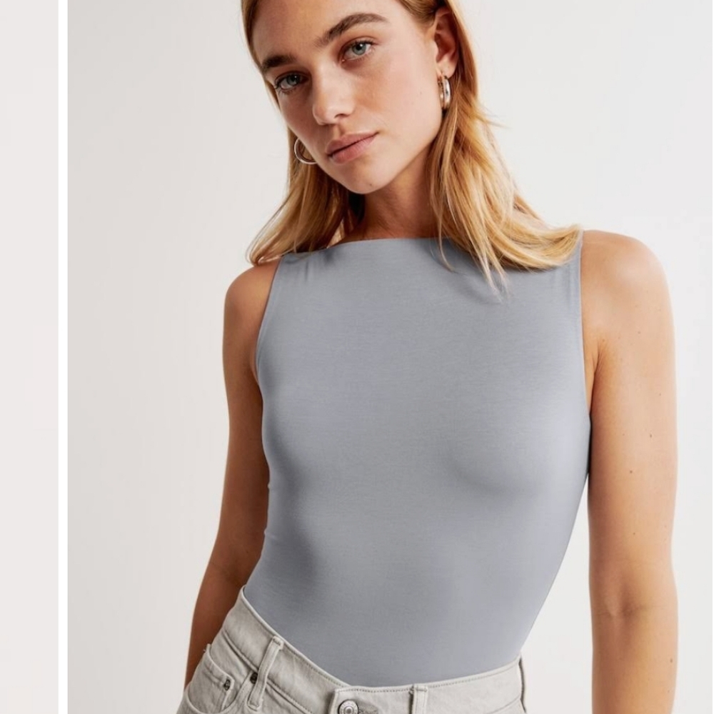 New!Abercrombie & Fitch Women's Cotton-Modal Slash Bodysuit - Picture 4 of 9